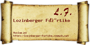 Lozinberger Fürtike névjegykártya